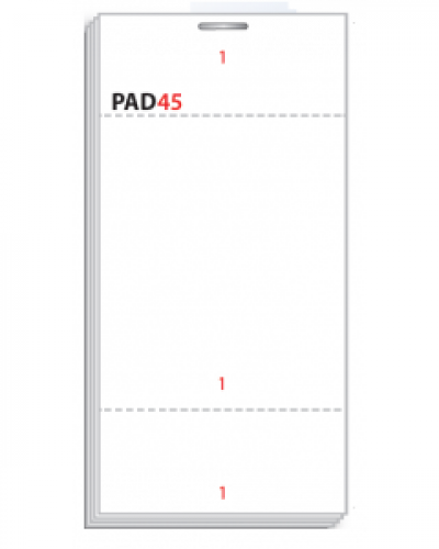 63 x 127mm 2½” x 5” (2½” x 3” tear out with additional 1” tear out slip) Plain Single Ply Restaurant Pad Boxed 10 Pads - PAD45-10