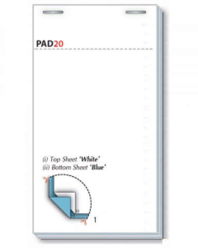 3” x 5½” (4½” tear out) 76mm x 140mm (114mm tear out) Duplicate NCR Restaurant Pad Boxed 10 Pads - PAD20-10