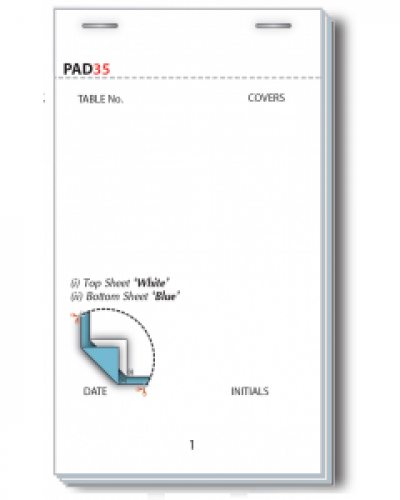 95 x 165mm Pre-Printed Duplicate NCR Restaurant Pad Boxed 10 Pads - PAD35-10