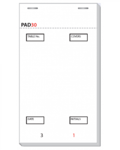 95 x 170mm Plain Duplicate Carbon Fitted Restaurant Pad Boxed 20 Pads - PAD30-20