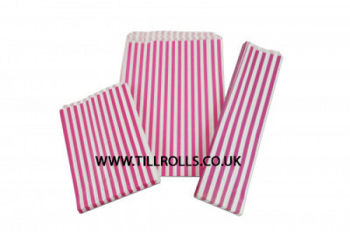 5" x 7" (125 x 175mm) Pink Candy Stripe Bags Strung - 301418S