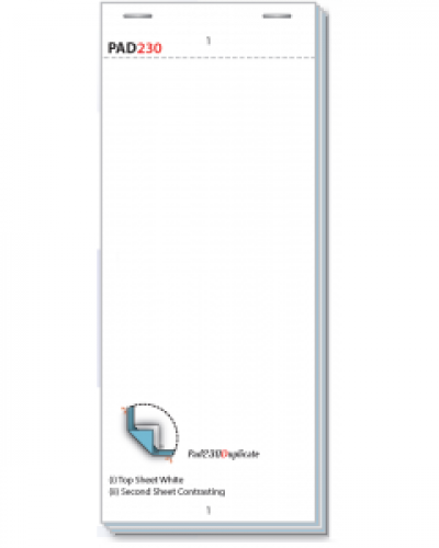 95 x 230mm Plain Duplicate NCR Restaurant Pad Boxed 20 Pads - PAD230D-20